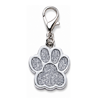 Personalized Glitter Paw Pet ID Tag with Lobster Clasp, Custom Engraved Stainless Steel Dog and Cat Collar Tag
