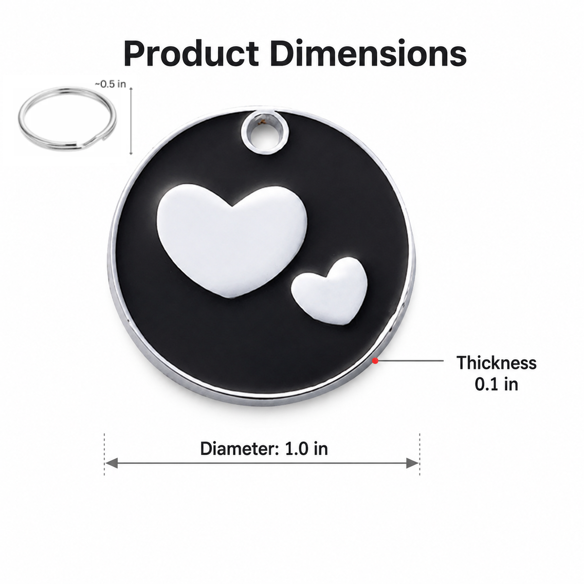 Personalized Enamel Double Heart Round Pet ID Tag, Custom Dog and Cat Name Tag with Phone Number (Copy)