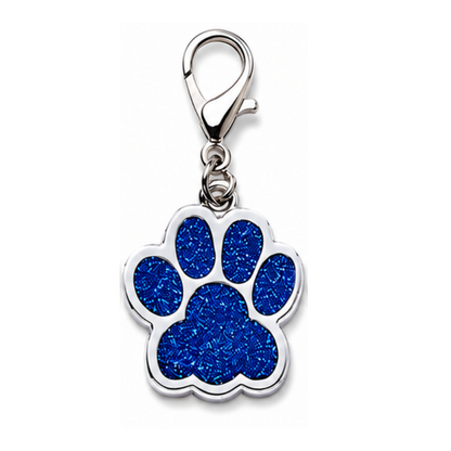 Personalized Glitter Paw Pet ID Tag with Lobster Clasp, Custom Engraved Stainless Steel Dog and Cat Collar Tag