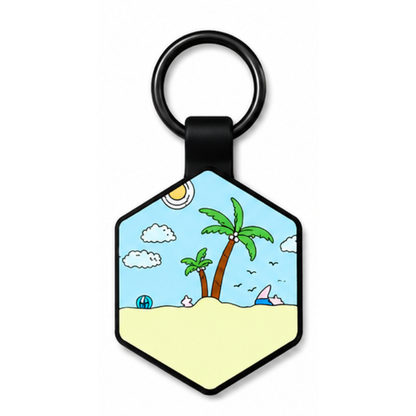 Personalized Scenic Silicone Hexagon Pet ID Tag – Custom Dog & Cat Name Tag
