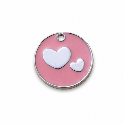 Personalized Enamel Double Heart Round Pet ID Tag, Custom Dog and Cat Name Tag with Phone Number (Copy)