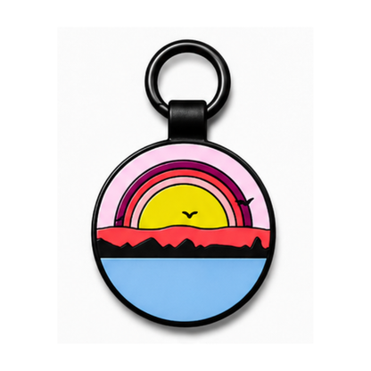Personalized Scenic Silicone Round Pet ID Tag – Custom Dog & Cat Name Tag
