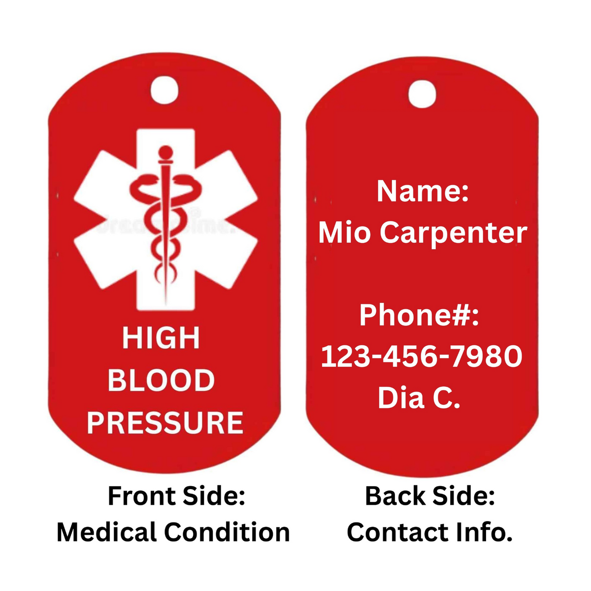 Personalized Medical Alert Dog Tag Necklace – Custom Engraved Red Aluminum Emergency ID with 24-Inch Chain