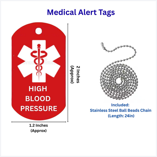Personalized Medical Alert Dog Tag Necklace – Custom Engraved Red Aluminum Emergency ID with 24-Inch Chain