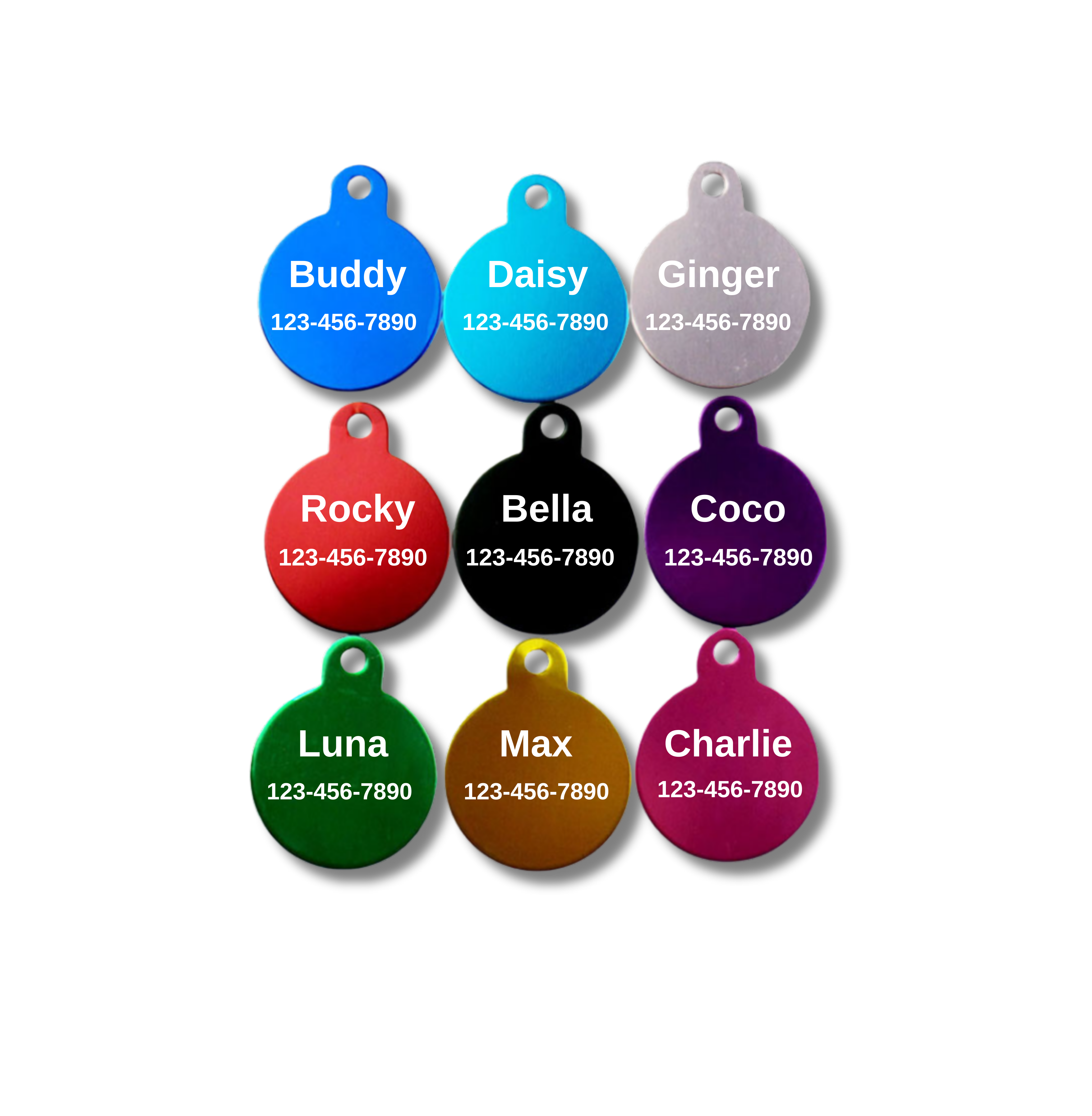 Cute Personalized Pet Name Tag – Double-Sided Round Engraved Dog Cat Accessory