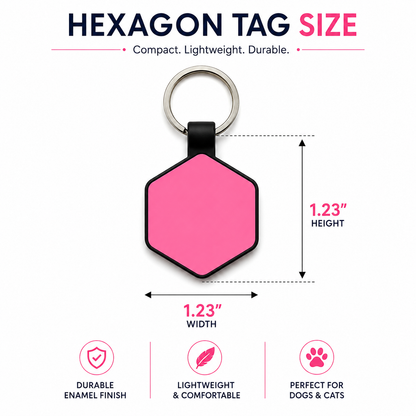 Personalized Silicone Hexagon Pet ID Tag – Custom Dog & Cat Name Tag with Phone Number