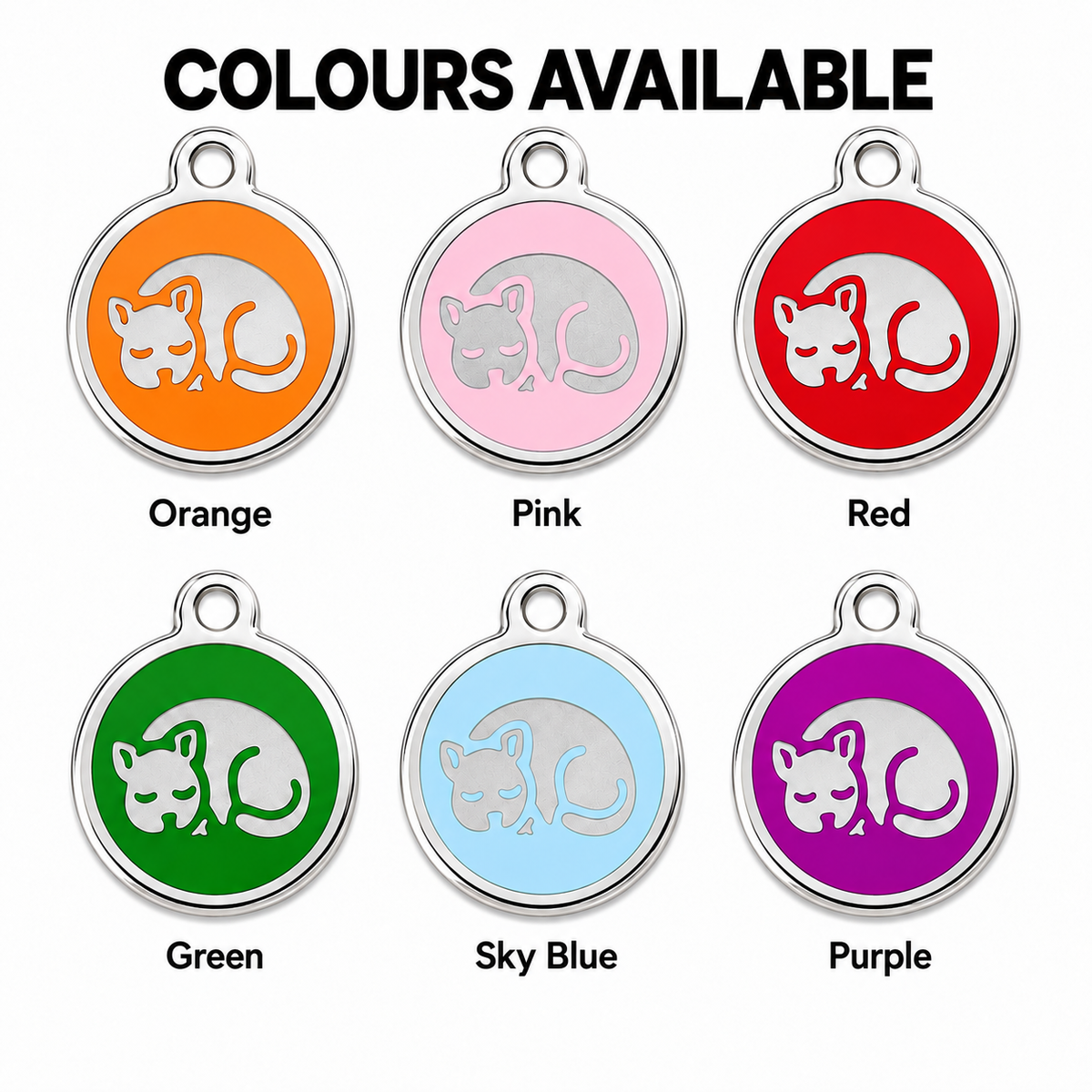 Personalized Sleepy Cat Round Pet ID Tag, Custom Dog and Cat Name Tag with Phone Number (Copy)
