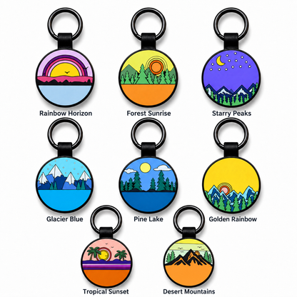 Personalized Scenic Silicone Round Pet ID Tag – Custom Dog & Cat Name Tag