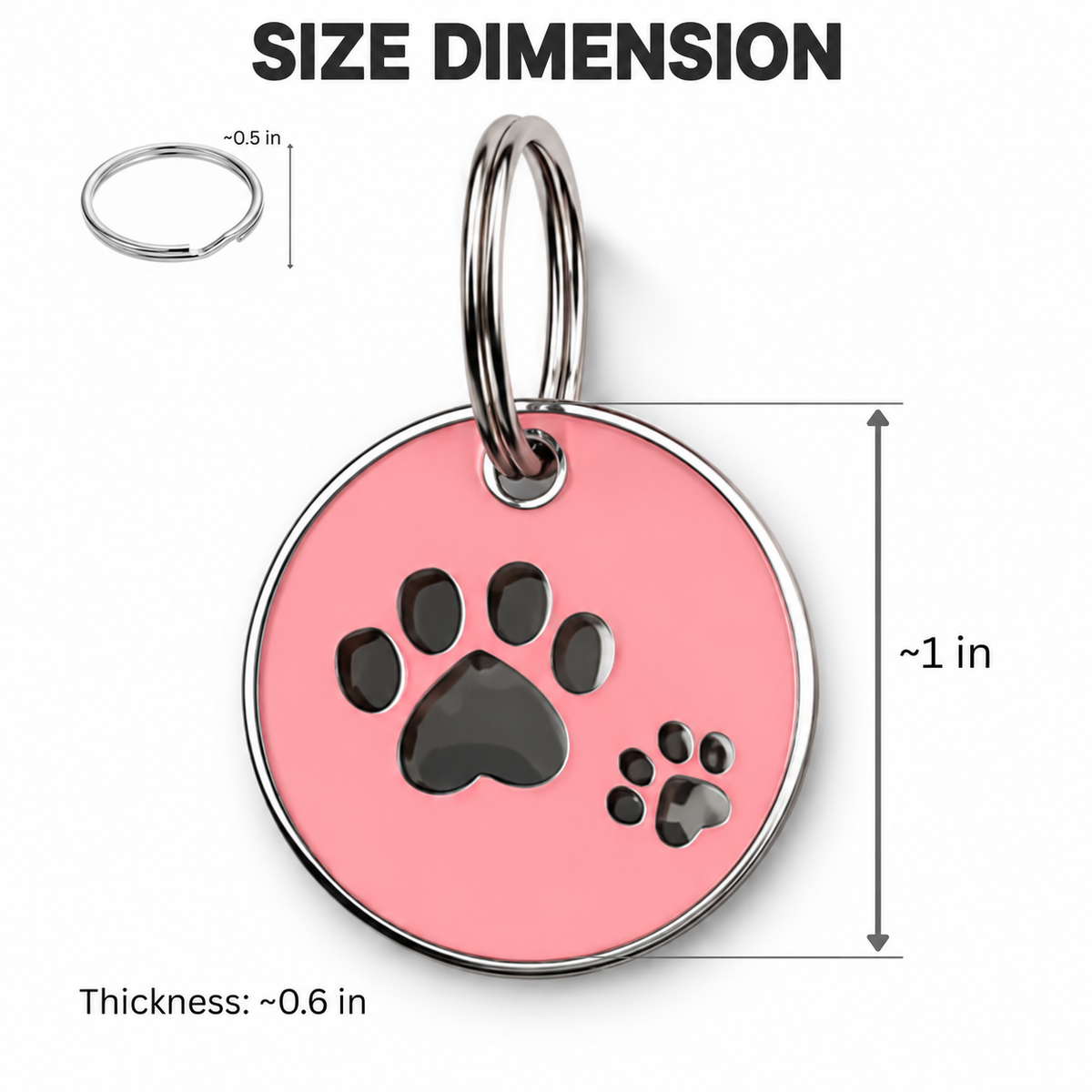 Personalized Enamel Double Paw Round Pet ID Tag, Custom Dog and Cat Name Tag with Phone Number (Copy)