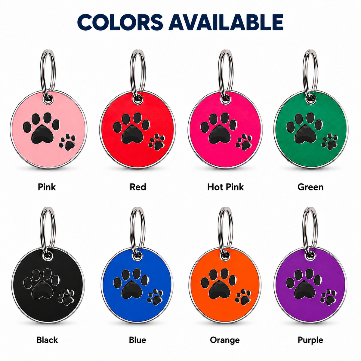 Personalized Enamel Double Paw Round Pet ID Tag, Custom Dog and Cat Name Tag with Phone Number (Copy)