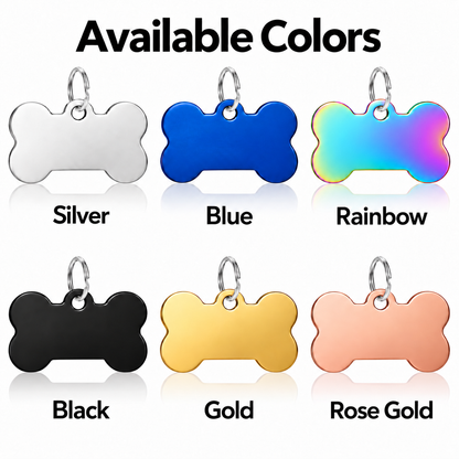 Personalized Stainless Steel Bone Pet ID Tag – Custom Engraved Dog & Cat Name Tag