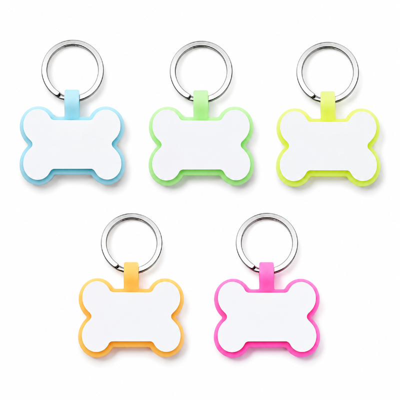 Personalized Silicone Bone Pet ID Tag – Quiet Custom Dog & Cat Name Tag