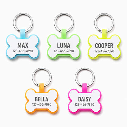 Personalized Silicone Bone Pet ID Tag – Quiet Custom Dog & Cat Name Tag