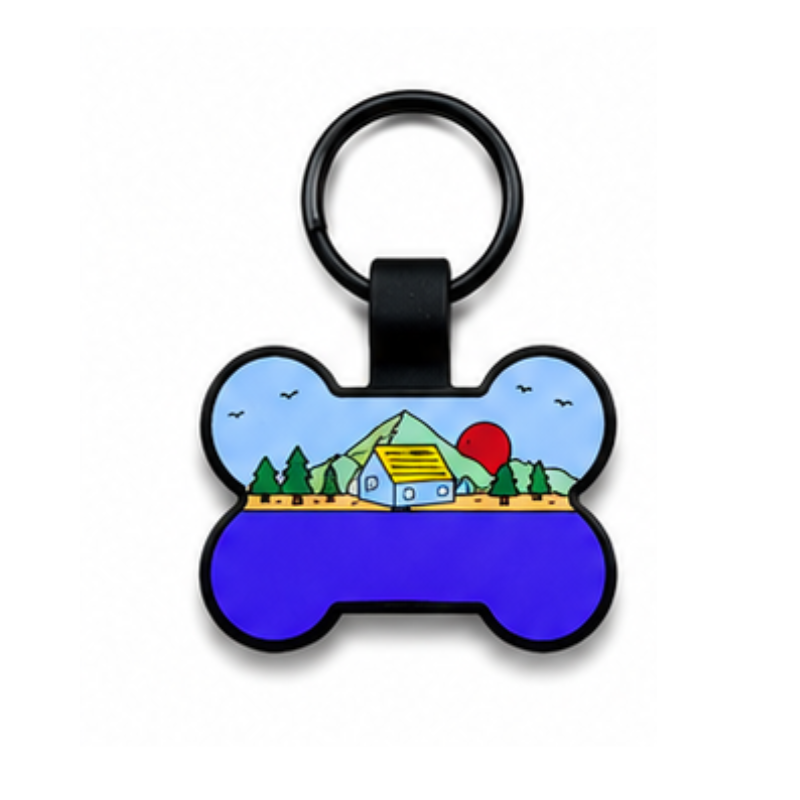 Personalized Scenic Silicone Bone Pet ID Tag – Custom Dog & Cat Name Tag with Phone Number