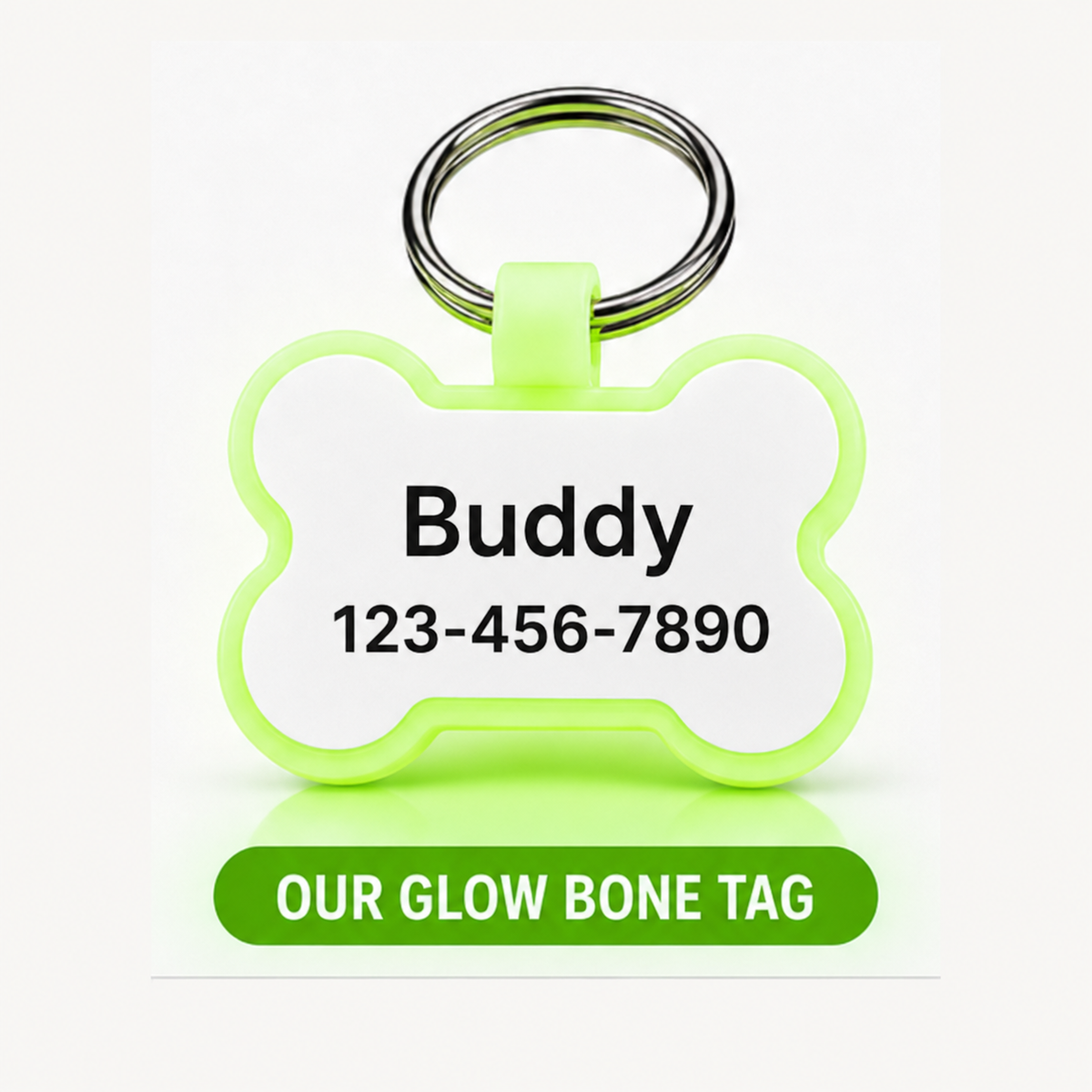 Personalized Silicone Bone Pet ID Tag – Quiet Custom Dog & Cat Name Tag