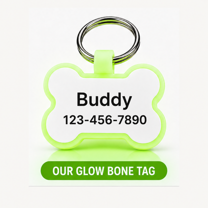 Personalized Silicone Bone Pet ID Tag – Quiet Custom Dog & Cat Name Tag