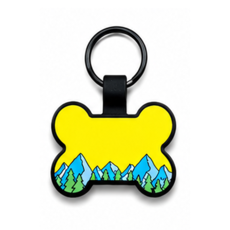 Personalized Scenic Silicone Bone Pet ID Tag – Custom Dog & Cat Name Tag with Phone Number