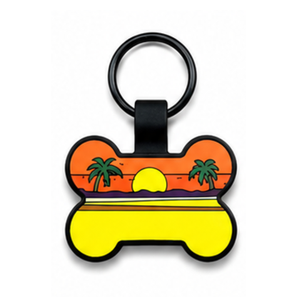 Personalized Scenic Silicone Bone Pet ID Tag – Custom Dog & Cat Name Tag with Phone Number