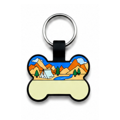 Personalized Scenic Silicone Bone Pet ID Tag – Custom Dog & Cat Name Tag with Phone Number