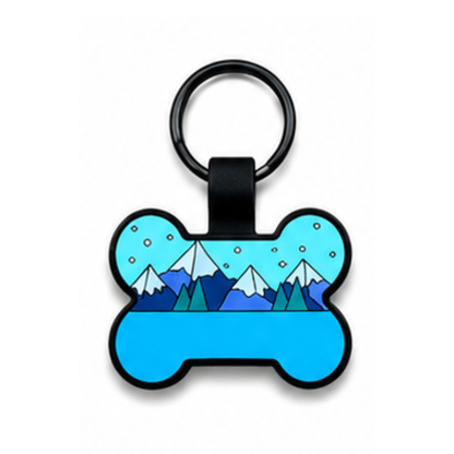 Personalized Scenic Silicone Bone Pet ID Tag – Custom Dog & Cat Name Tag with Phone Number