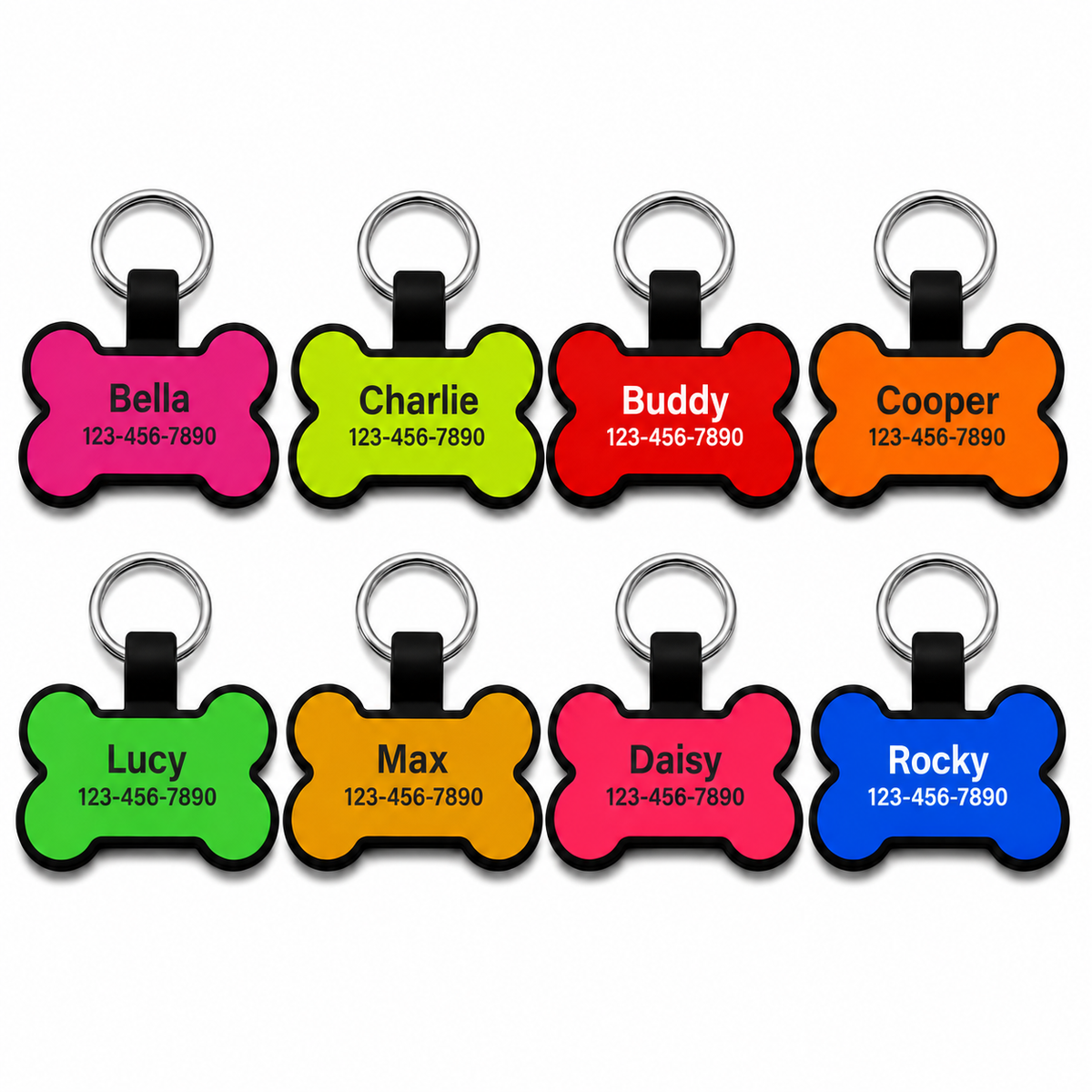 Personalized Silicone Bone Pet ID Tag – Custom Dog & Cat Name Tag with Phone Number