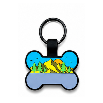 Personalized Scenic Silicone Bone Pet ID Tag – Custom Dog & Cat Name Tag with Phone Number