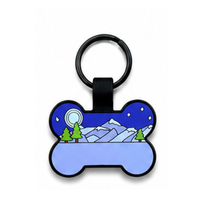 Personalized Scenic Silicone Bone Pet ID Tag – Custom Dog & Cat Name Tag with Phone Number
