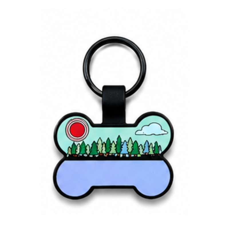 Personalized Scenic Silicone Bone Pet ID Tag – Custom Dog & Cat Name Tag with Phone Number
