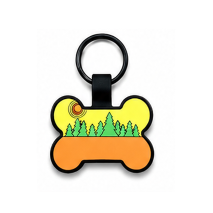 Personalized Scenic Silicone Bone Pet ID Tag – Custom Dog & Cat Name Tag with Phone Number