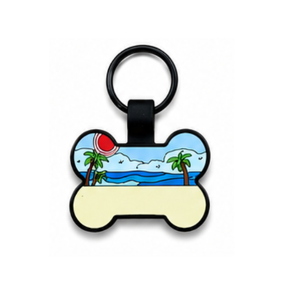 Personalized Scenic Silicone Bone Pet ID Tag – Custom Dog & Cat Name Tag with Phone Number