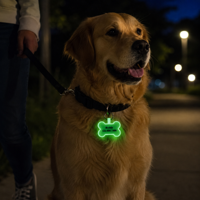 Personalized Silicone Bone Pet ID Tag – Quiet Custom Dog & Cat Name Tag