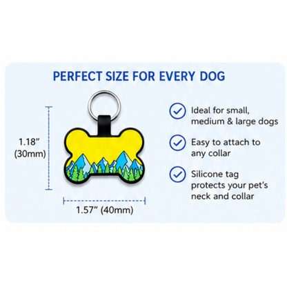 Personalized Scenic Silicone Bone Pet ID Tag – Custom Dog & Cat Name Tag with Phone Number