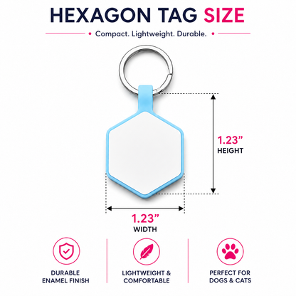 Personalized Glow-in-the-Dark Silicone Hexagon Pet ID Tag – Custom Dog & Cat Name Tag