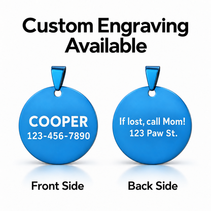 Personalized Round Stainless Steel Pet ID Tag – Custom Engraved Dog & Cat Name Tag