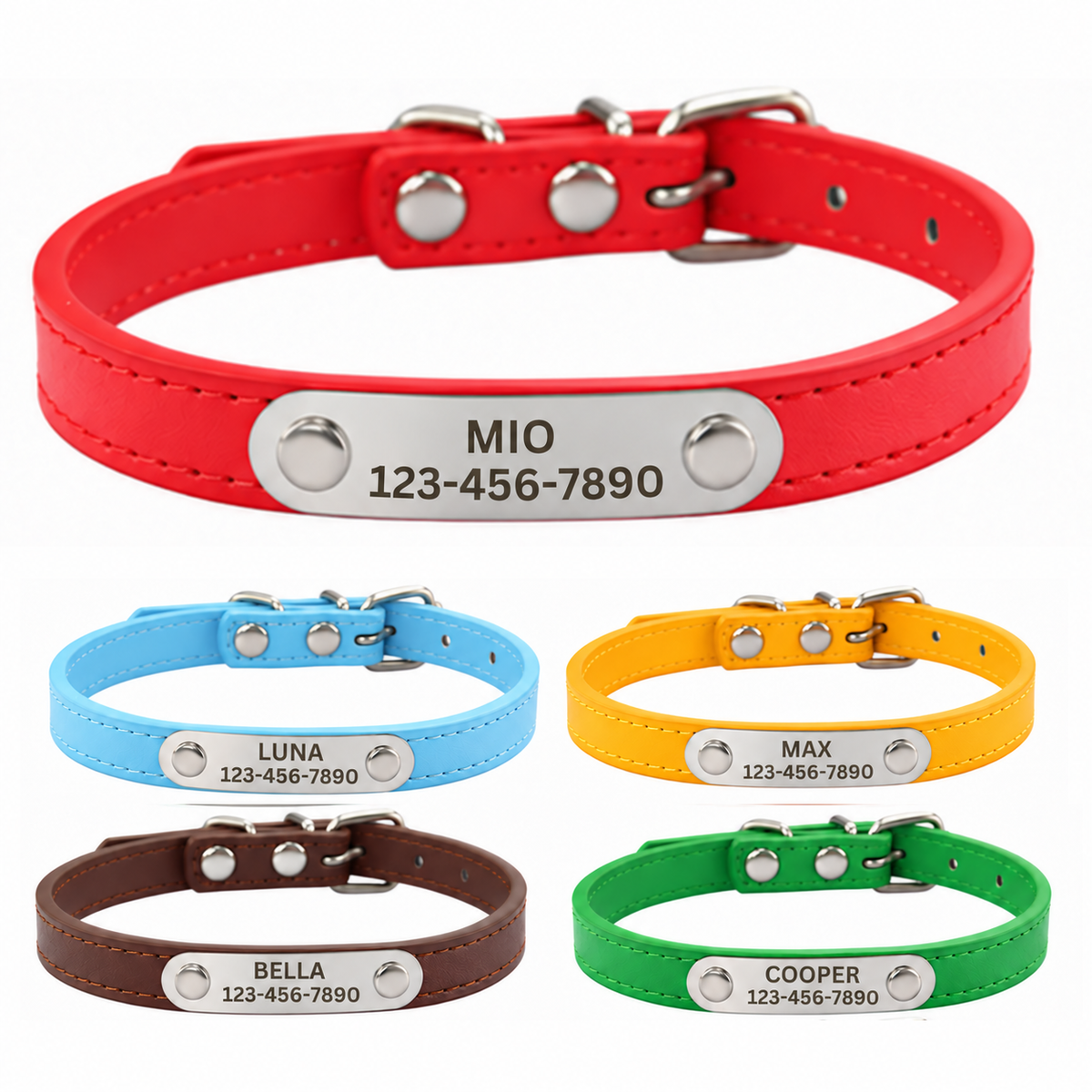 Personalized Rectangle Stainless Steel Slide-On Pet ID Tag – Custom Engraved Dog & Cat Collar Name Plate (Copy)