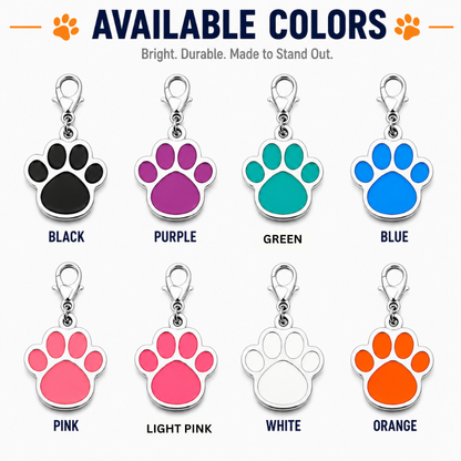 Personalized Paw Shaped Pet ID Tag, Custom Dog and Cat Name Tag with Phone Number