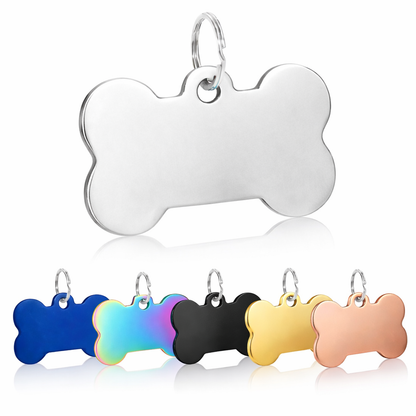 Personalized Stainless Steel Bone Pet ID Tag – Custom Engraved Dog & Cat Name Tag