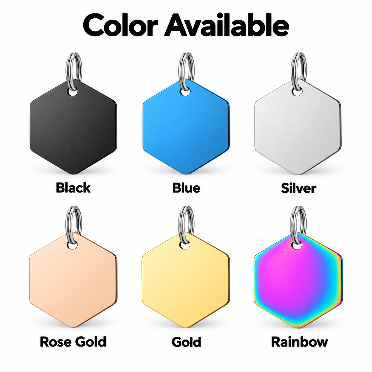 Personalized Aluminum Hexagon Pet ID Tag – Custom Engraved Dog & Cat Name Tag