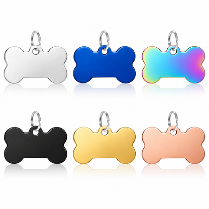 Personalized Stainless Steel Bone Pet ID Tag – Custom Engraved Dog & Cat Name Tag
