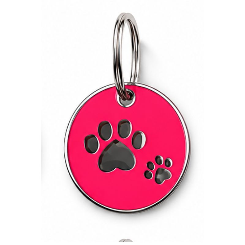 Personalized Enamel Double Paw Round Pet ID Tag, Custom Dog and Cat Name Tag with Phone Number (Copy)