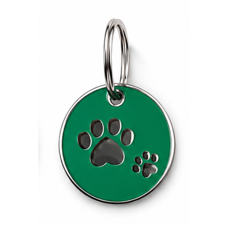 Personalized Enamel Double Paw Round Pet ID Tag, Custom Dog and Cat Name Tag with Phone Number (Copy)