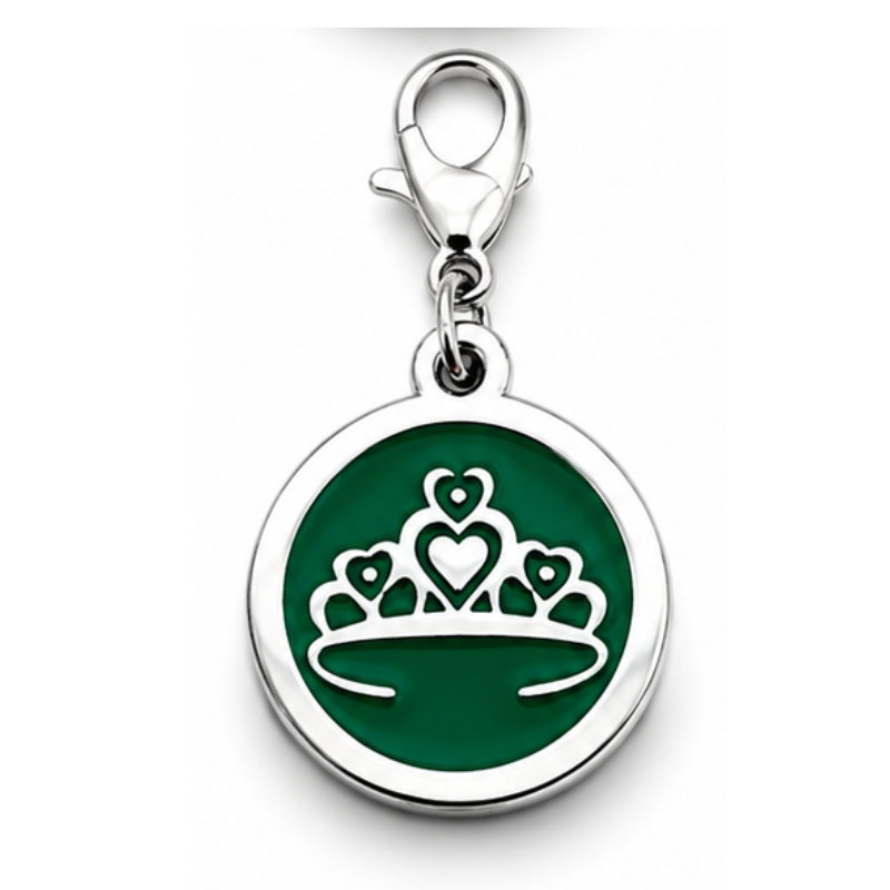 Personalized Enamel Queen's Crown Round Pet ID Tag, Custom Dog and Cat Name Tag with Phone Number