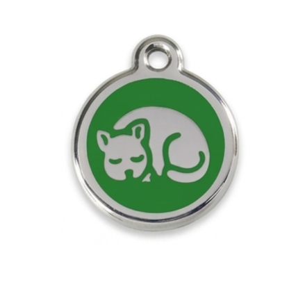 Personalized Enamel Cat Pet ID Tag – Custom Engraved Round Stainless Steel Tag