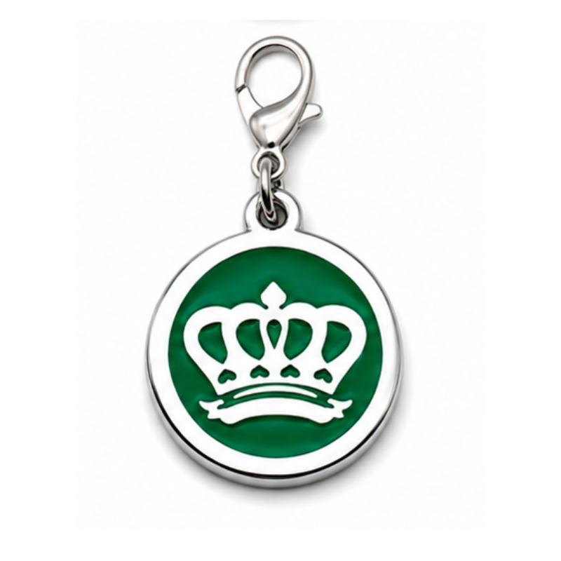 Personalized Enamel King's Crown Round Pet ID Tag, Custom Dog and Cat Name Tag with Phone Number