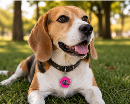 Personalized Enamel Double Paw Round Pet ID Tag, Custom Dog and Cat Name Tag with Phone Number (Copy)