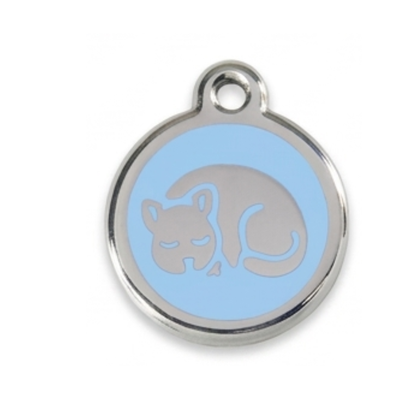 Personalized Enamel Cat Pet ID Tag – Custom Engraved Round Stainless Steel Tag
