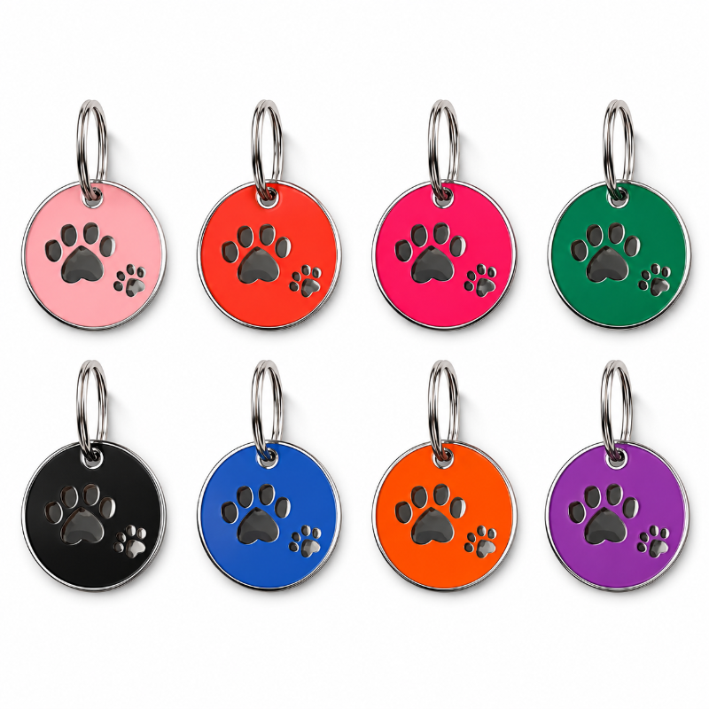 Personalized Enamel Double Paw Round Pet ID Tag, Custom Dog and Cat Name Tag with Phone Number (Copy)