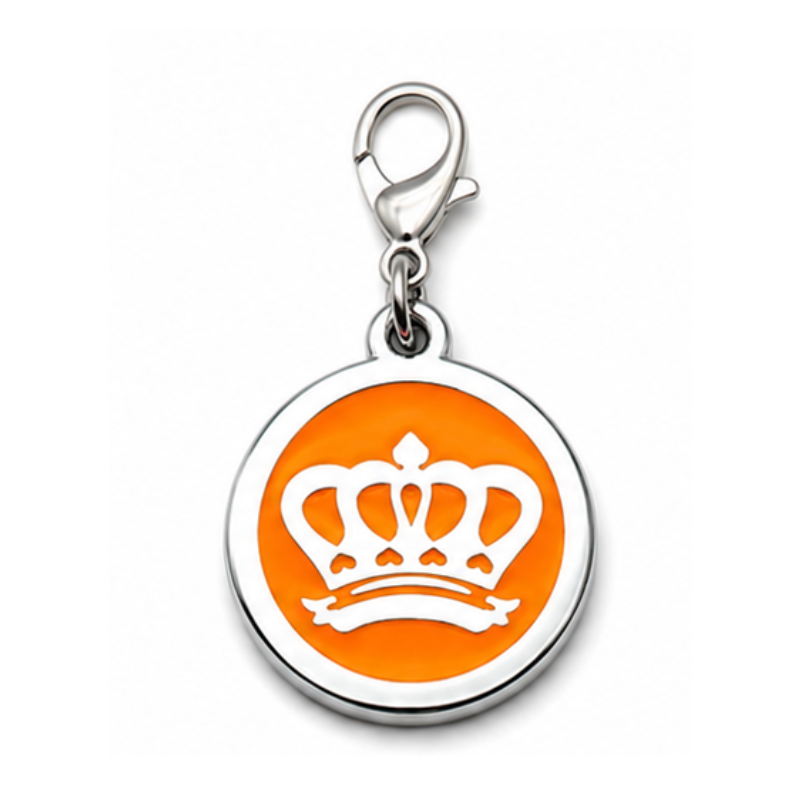 Personalized Enamel King's Crown Round Pet ID Tag, Custom Dog and Cat Name Tag with Phone Number
