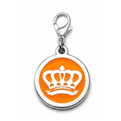 Personalized Enamel King's Crown Round Pet ID Tag, Custom Dog and Cat Name Tag with Phone Number