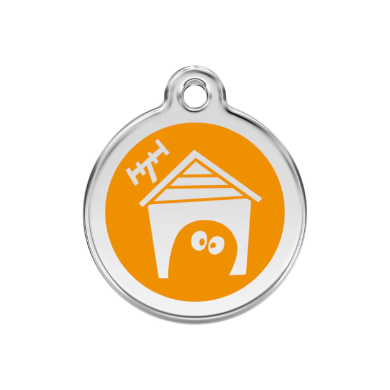 Personalized Enamel House Round Pet ID Tag, Custom Dog and Cat Name Tag with Phone Number, multi size